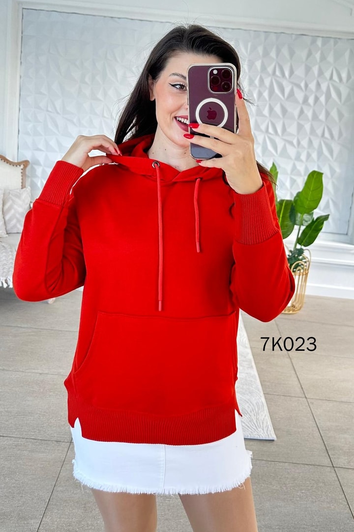 Kanguru Cepli Kapşonlu 2 İplik Sweatshirt
