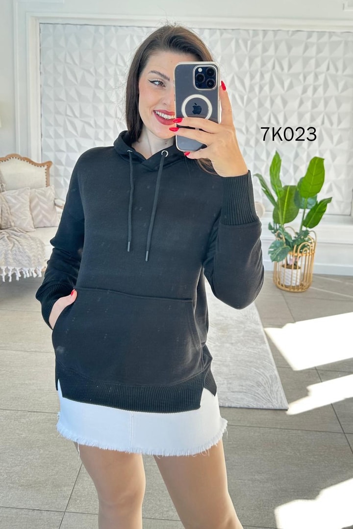 Kanguru Cepli Kapşonlu 2 İplik Sweatshirt