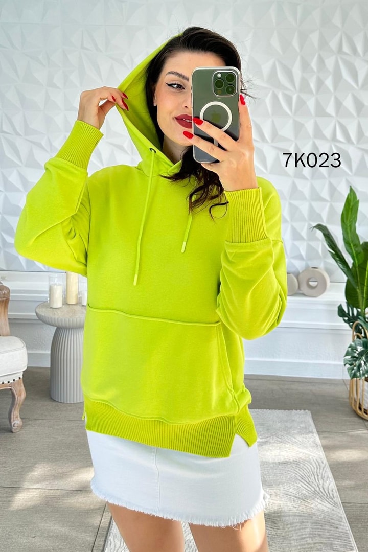 Kanguru Cepli Kapşonlu 2 İplik Sweatshirt