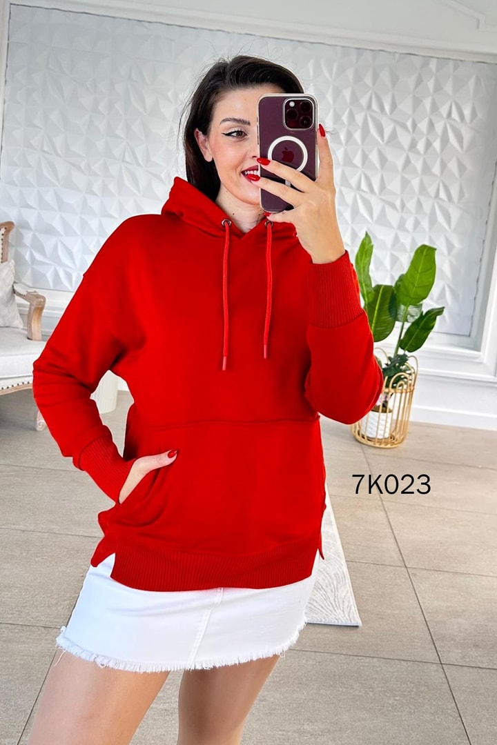 Kanguru Cepli Kapşonlu 2 İplik Sweatshirt