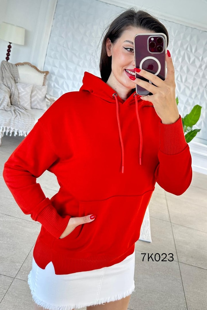 Kanguru Cepli Kapşonlu 2 İplik Sweatshirt
