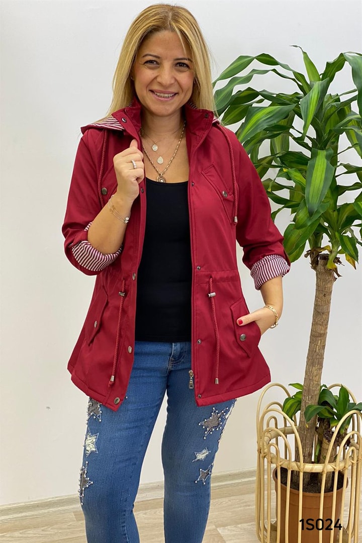 Kapşonlu Kısa Trençkot