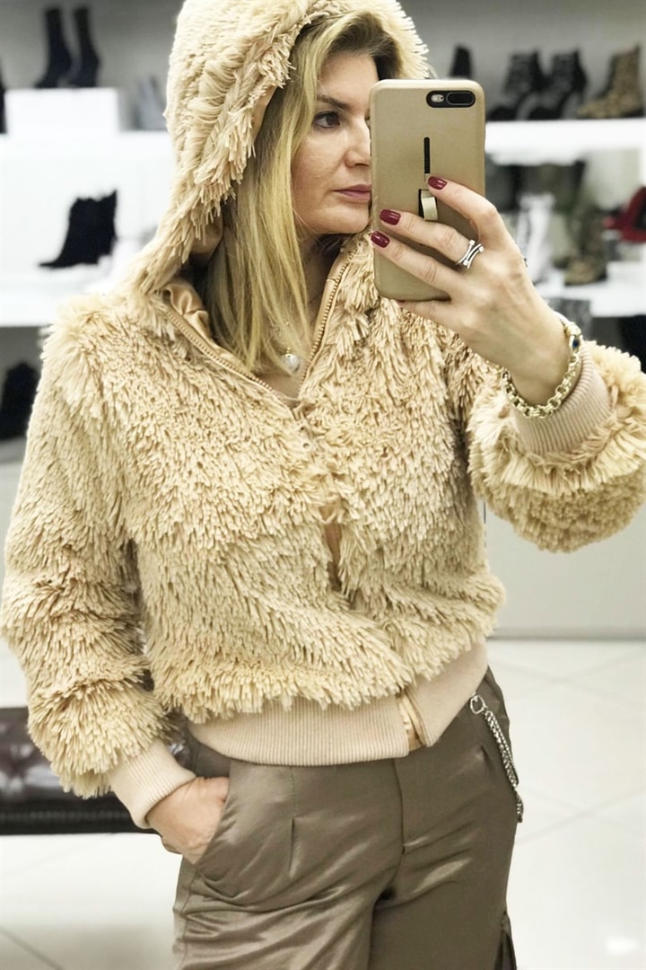 Kapsonlu Pelus Bomber Ceket