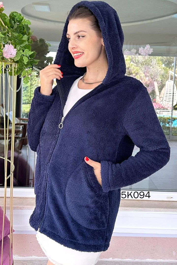 Kapşonlu Peluş Hırka