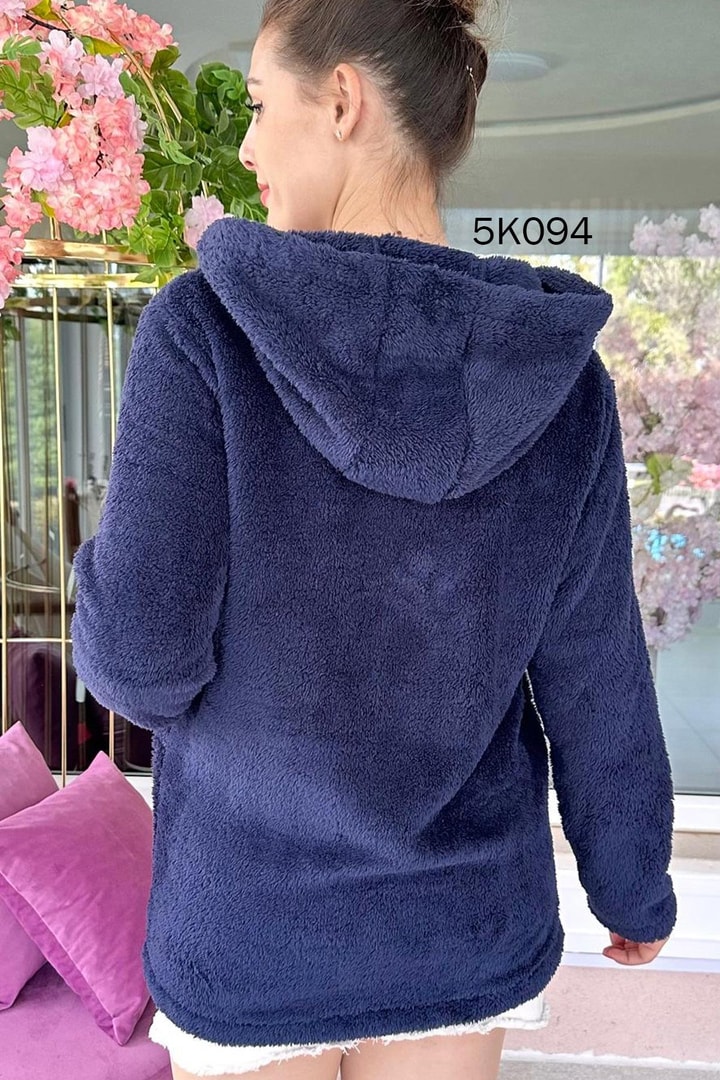 Kapşonlu Peluş Hırka