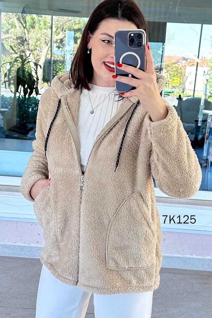 Kapşonlu Peluş Hırka