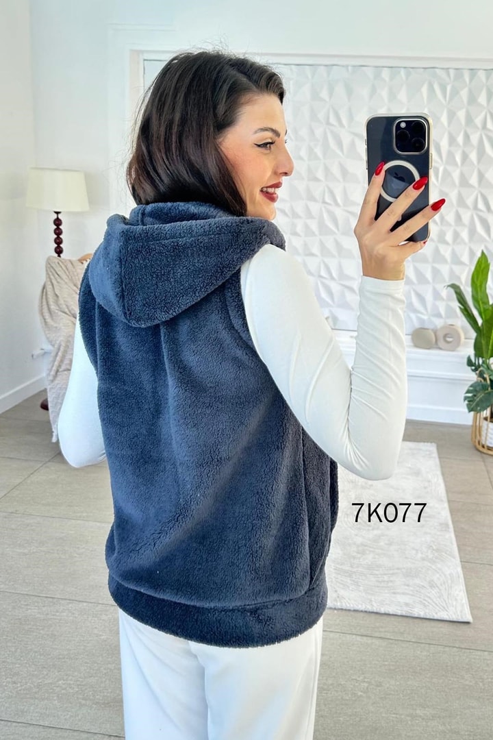 Kapşonlu Peluş Yelek