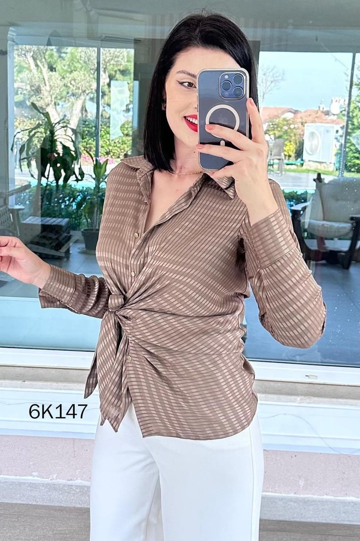Kare Jakar Saten Gömlek
