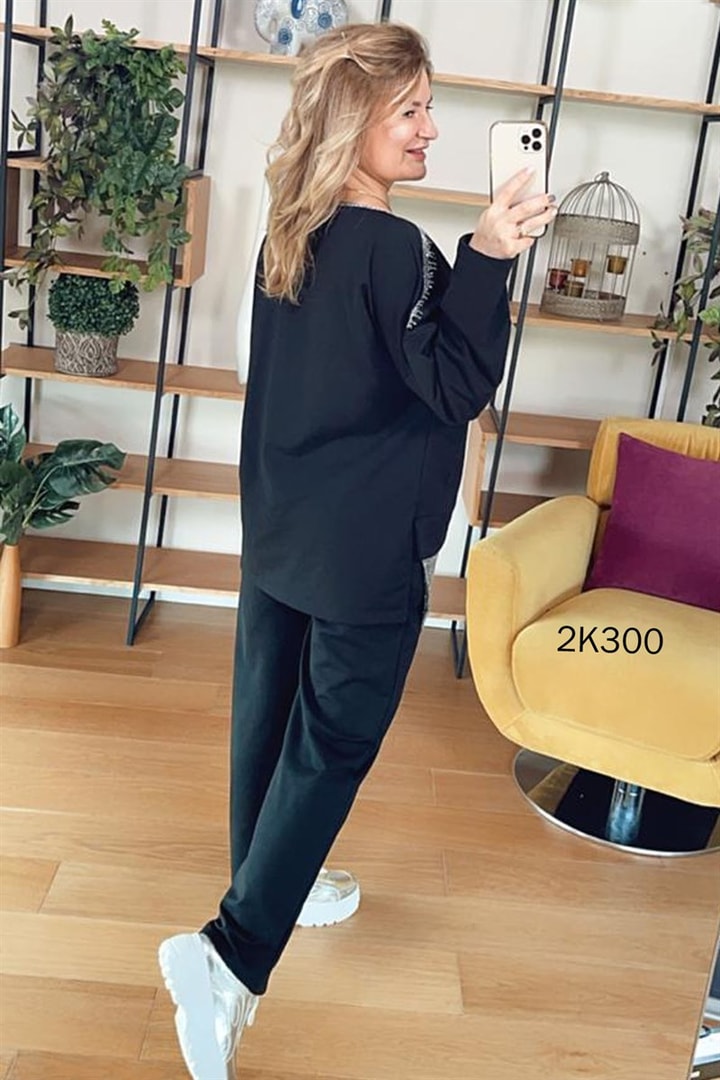 Kare Taş Baskılı 2 Li Eşofman Takımı