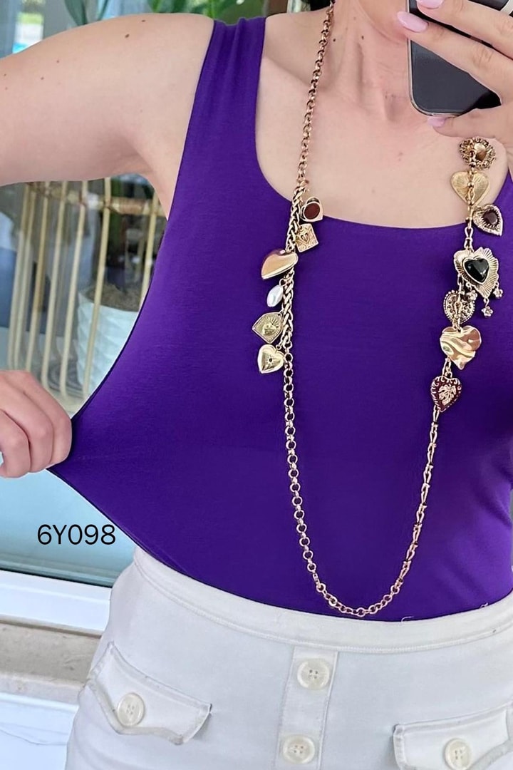 Kare Yaka Önü Çift Kat Tshirt