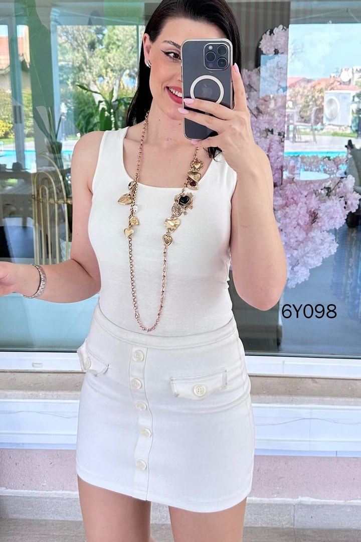Kare Yaka Önü Çift Kat Tshirt