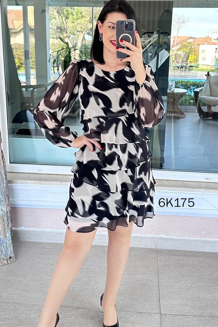 Kat Kat Şifon Elbise