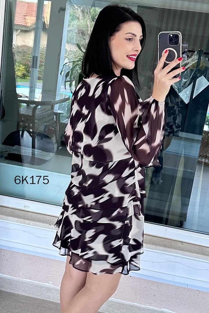 Kat Kat Şifon Elbise