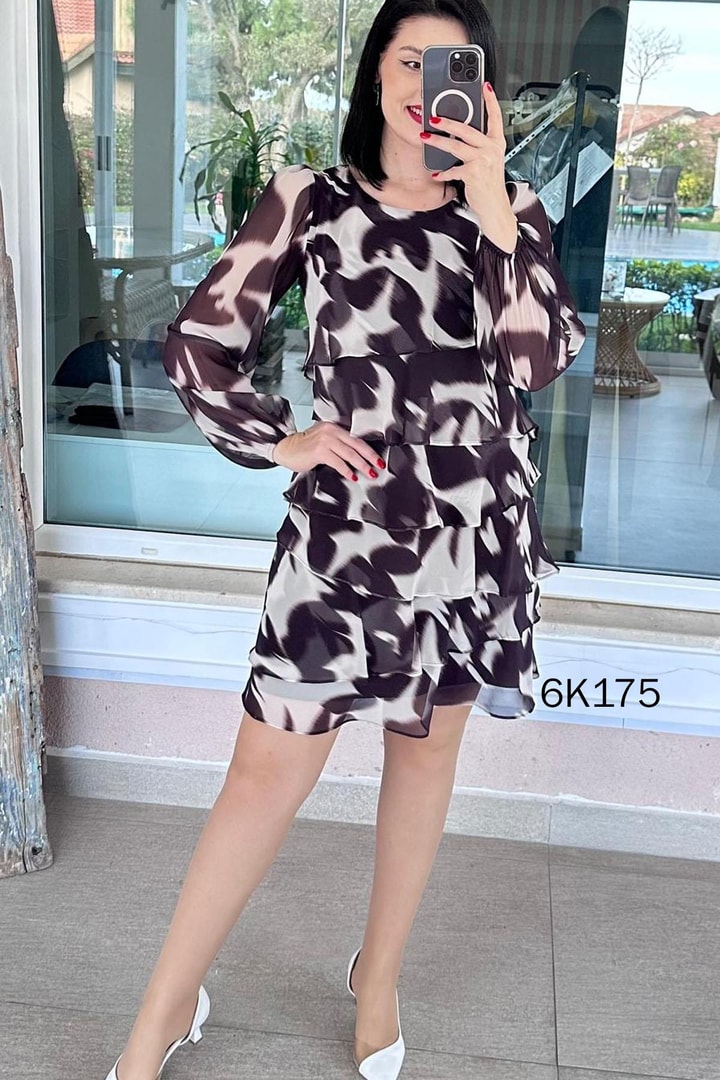 Kat Kat Şifon Elbise