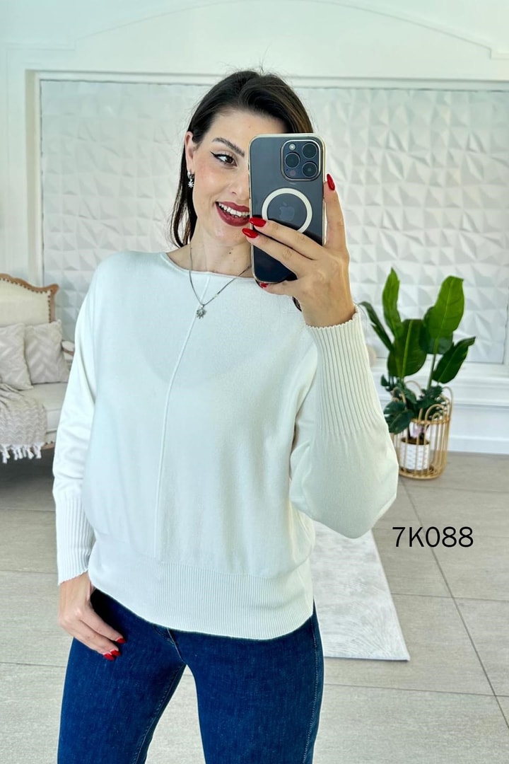 Kayık Yaka Triko Bluz