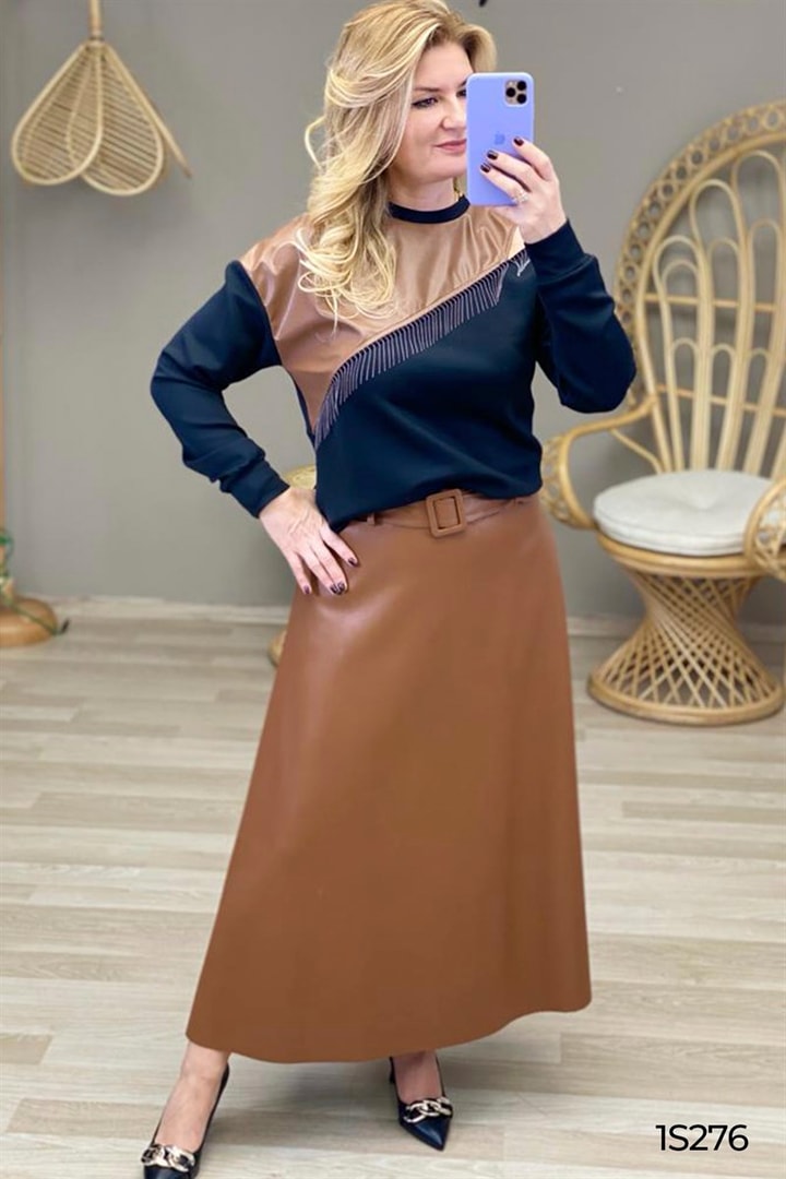Kemerli Deri Etek