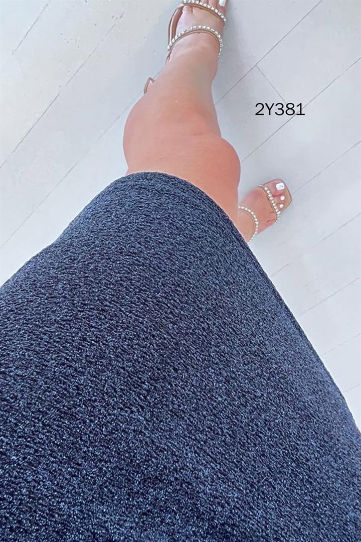 Kısa Kol Kemerli Simli Elbise