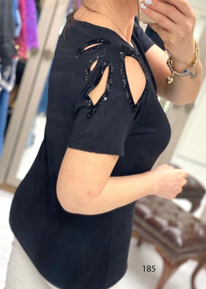 Kolları Lazerli Çiçekli Body