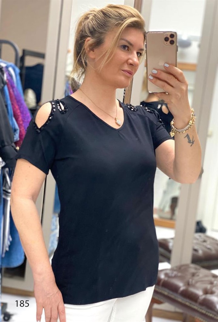 Kolları Lazerli Çiçekli Body