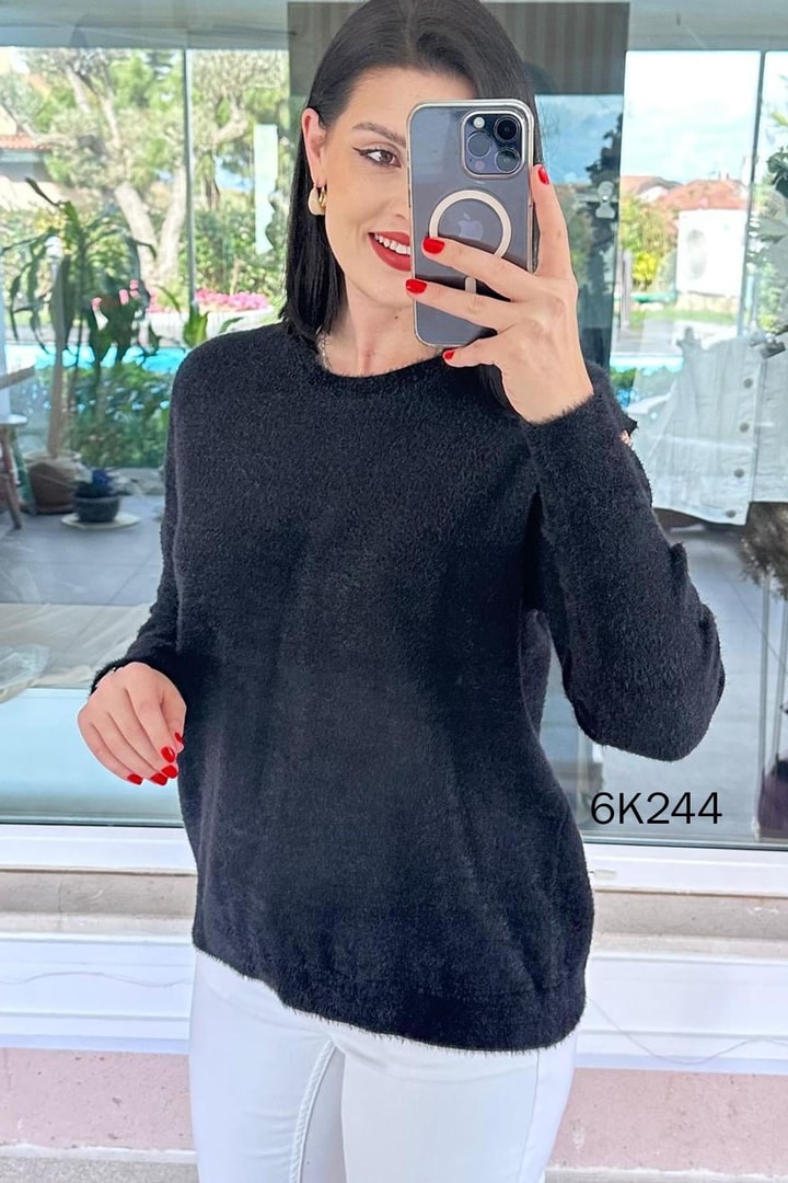 Kolları Taşlı Sakallı Triko Bluz
