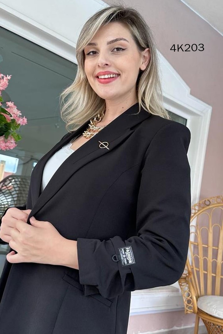 Kolu Büzgülü Krep Kumaş Blazer Ceket