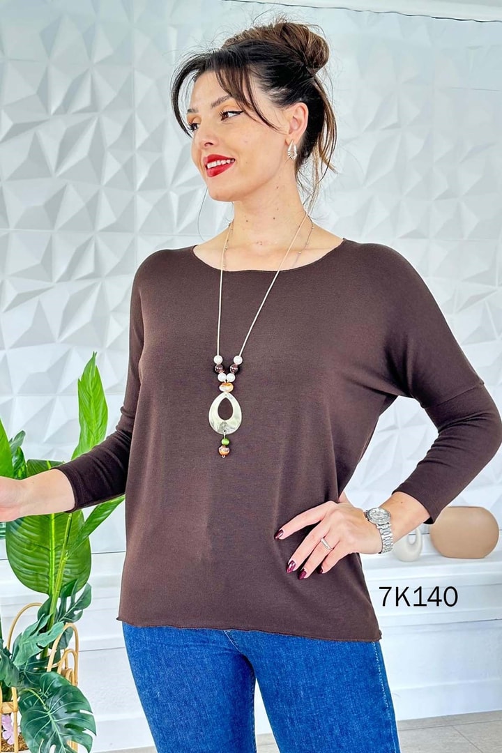 Kolye Hediyeli Kaşmir Bluz