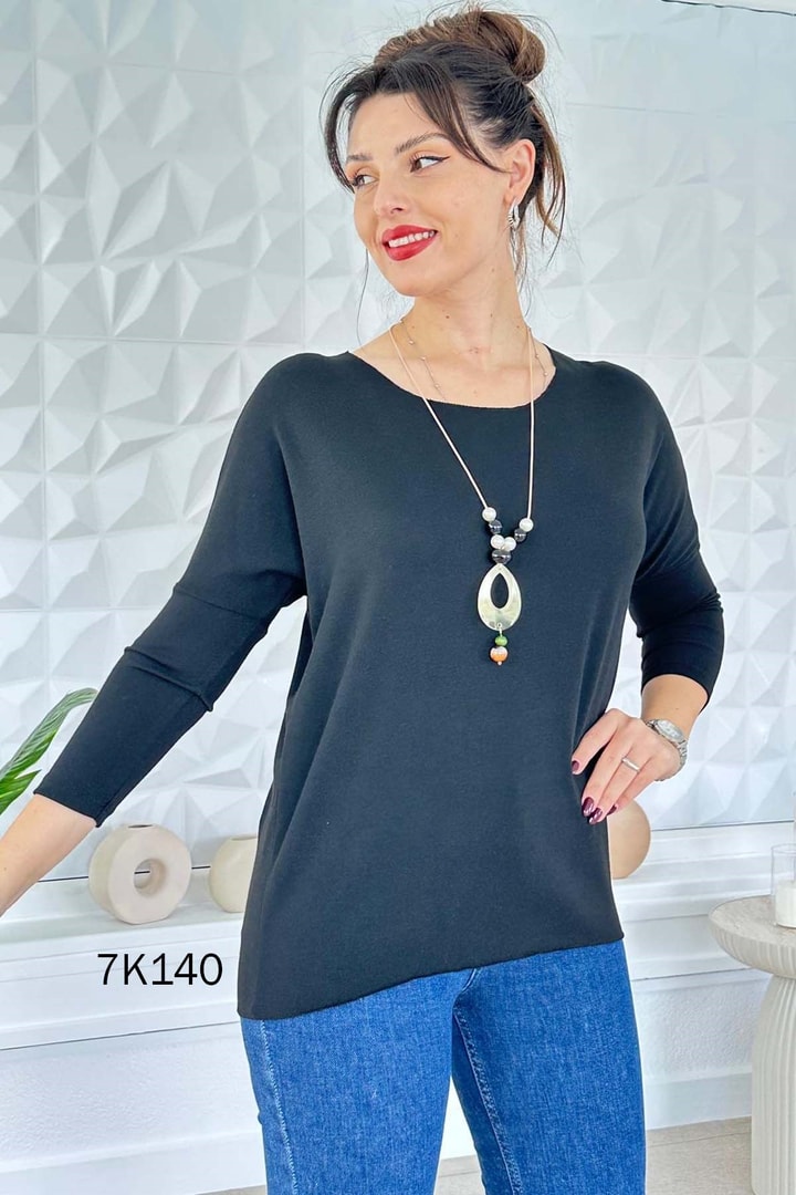 Kolye Hediyeli Kaşmir Bluz