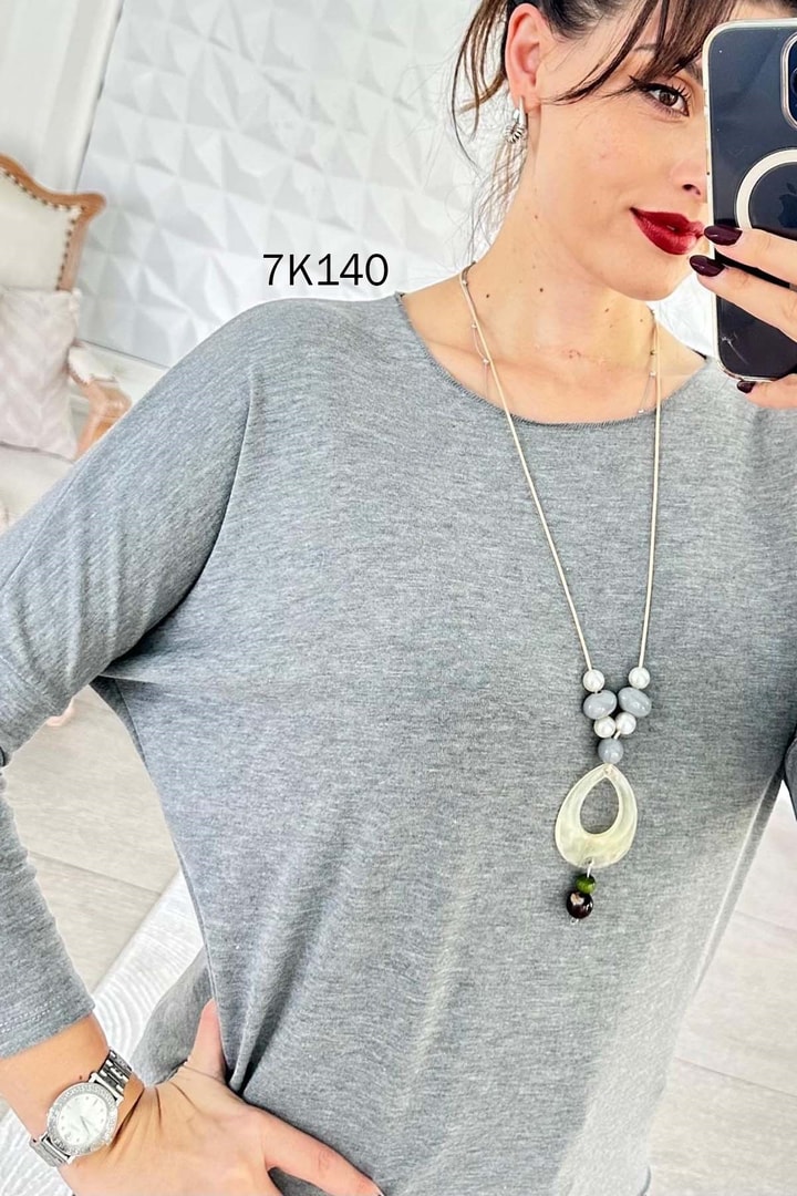 Kolye Hediyeli Kaşmir Bluz