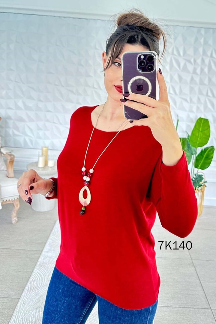 Kolye Hediyeli Kaşmir Bluz