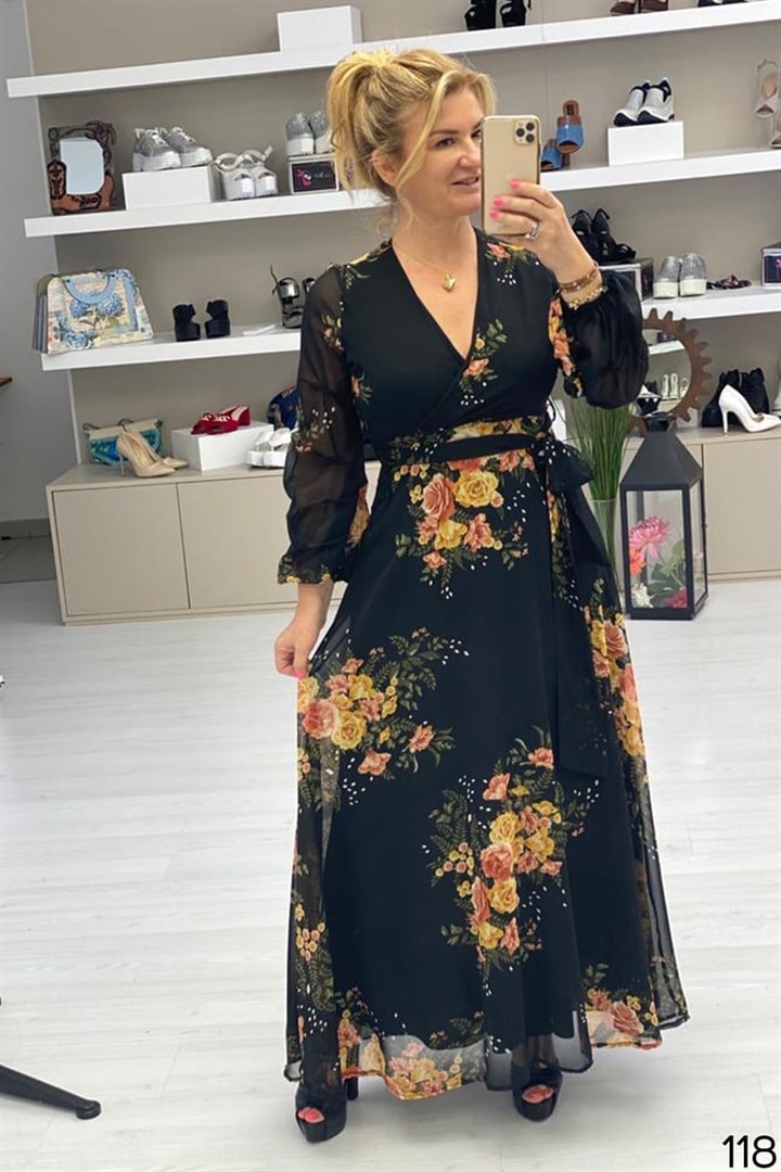 Kruvaze Şifon Elbise