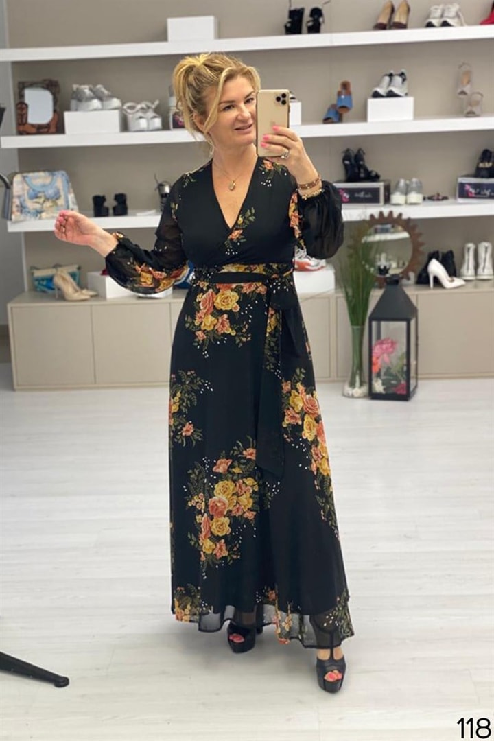 Kruvaze Şifon Elbise