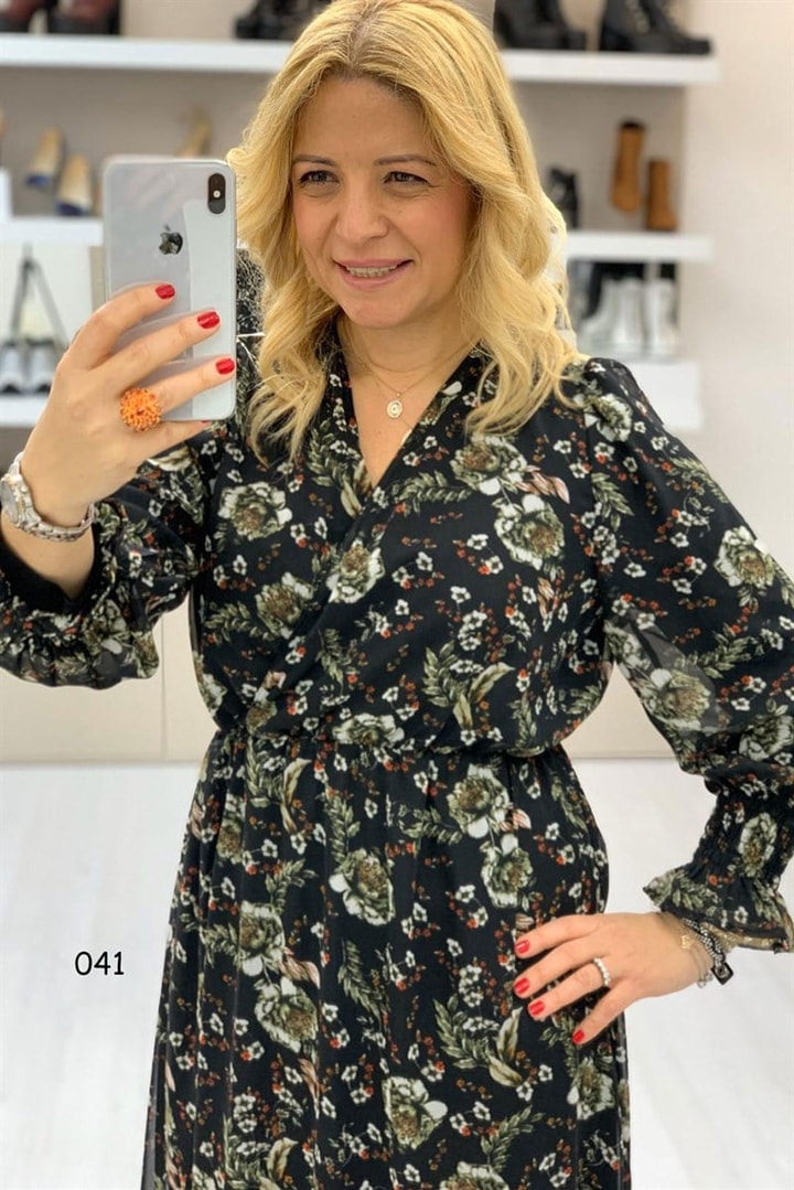 Kruvaze Şifon Elbise