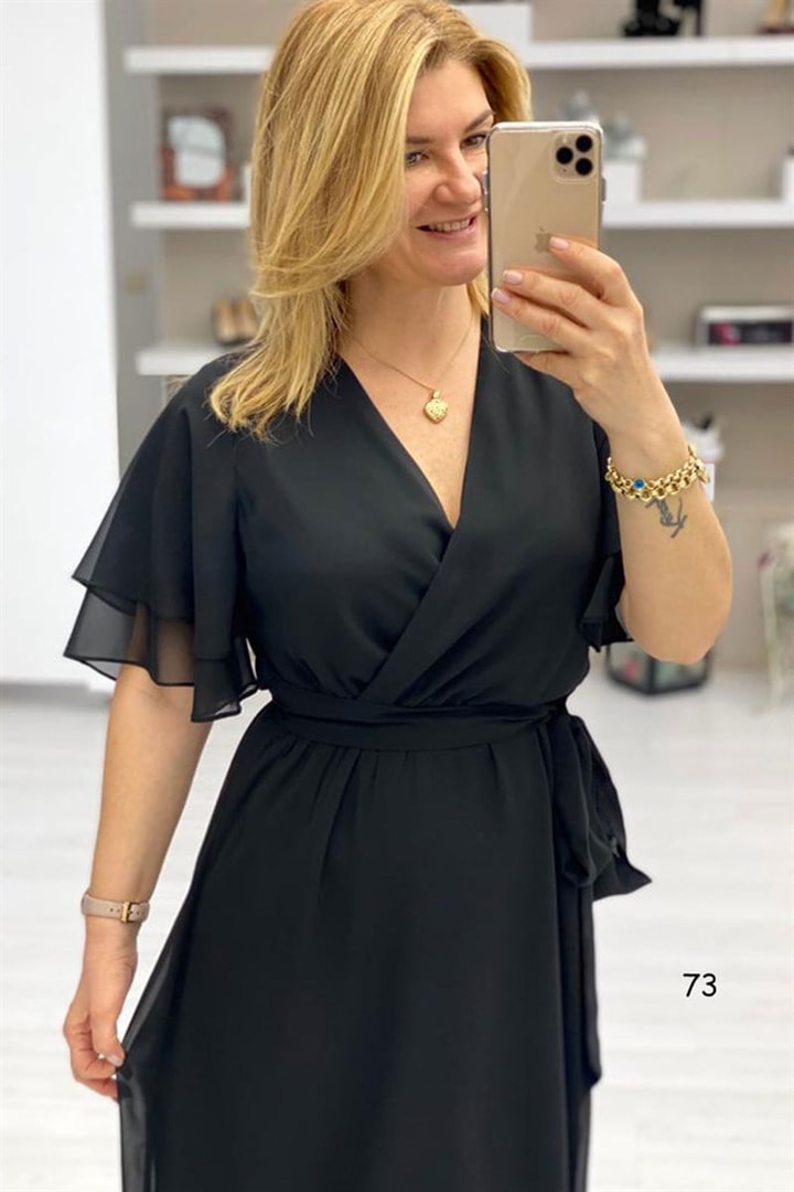 Kruvaze Volanlı Elbise