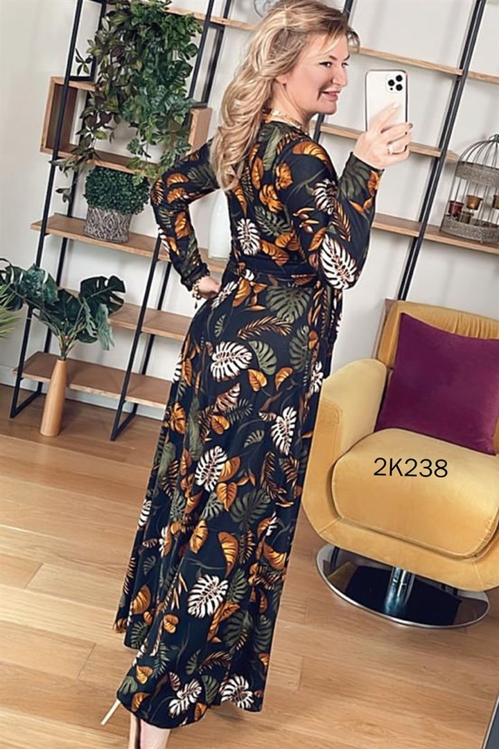 Kruvaze Yaka Maxi Elbise