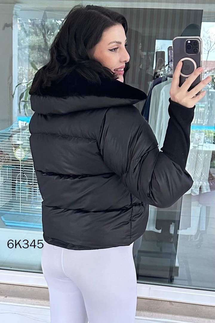 Kürk Detay Kısa Şişme Mont