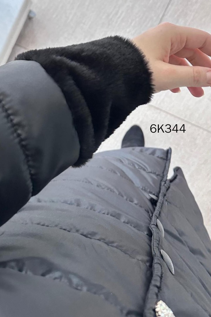 Kürk Detay Uzun Şişme Mont
