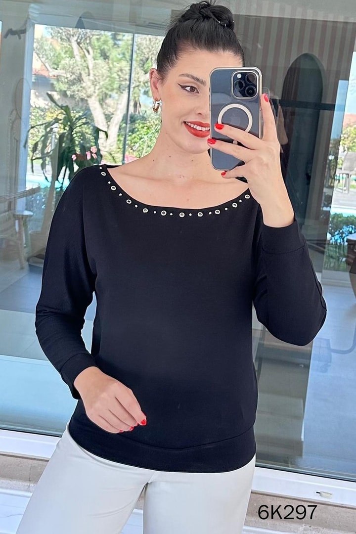 Kuş Gözlü Modal Kumaş Sweatshirt