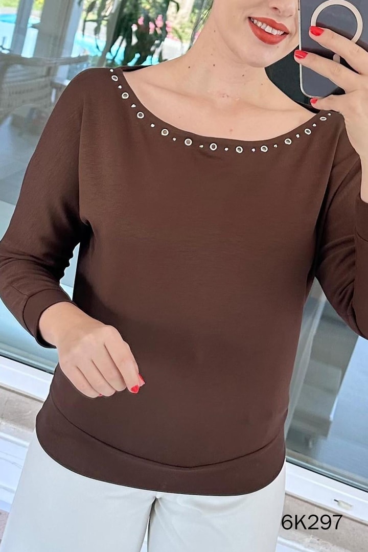 Kuş Gözlü Modal Kumaş Sweatshirt