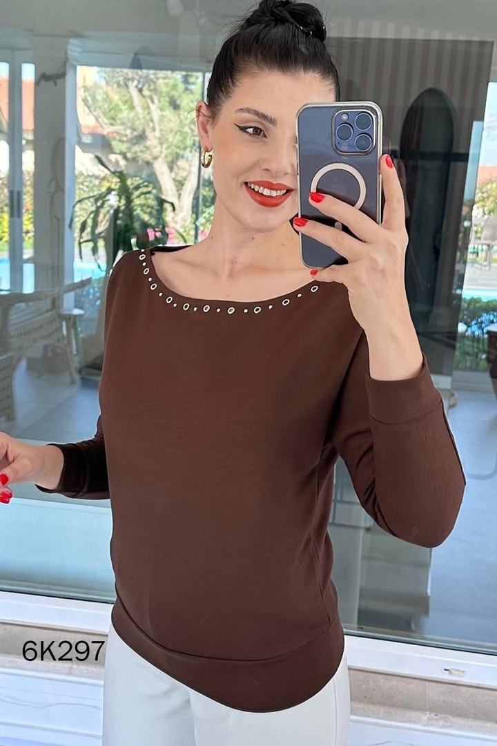 Kuş Gözlü Modal Kumaş Sweatshirt