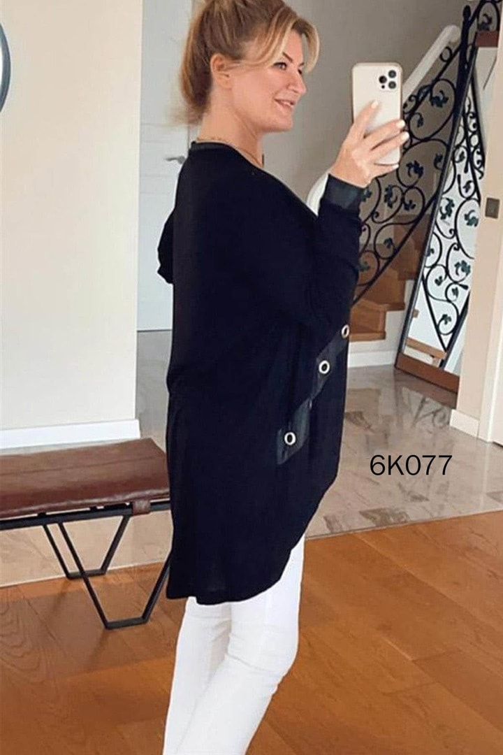 Kuş Gözü Detay Çilek Hırka