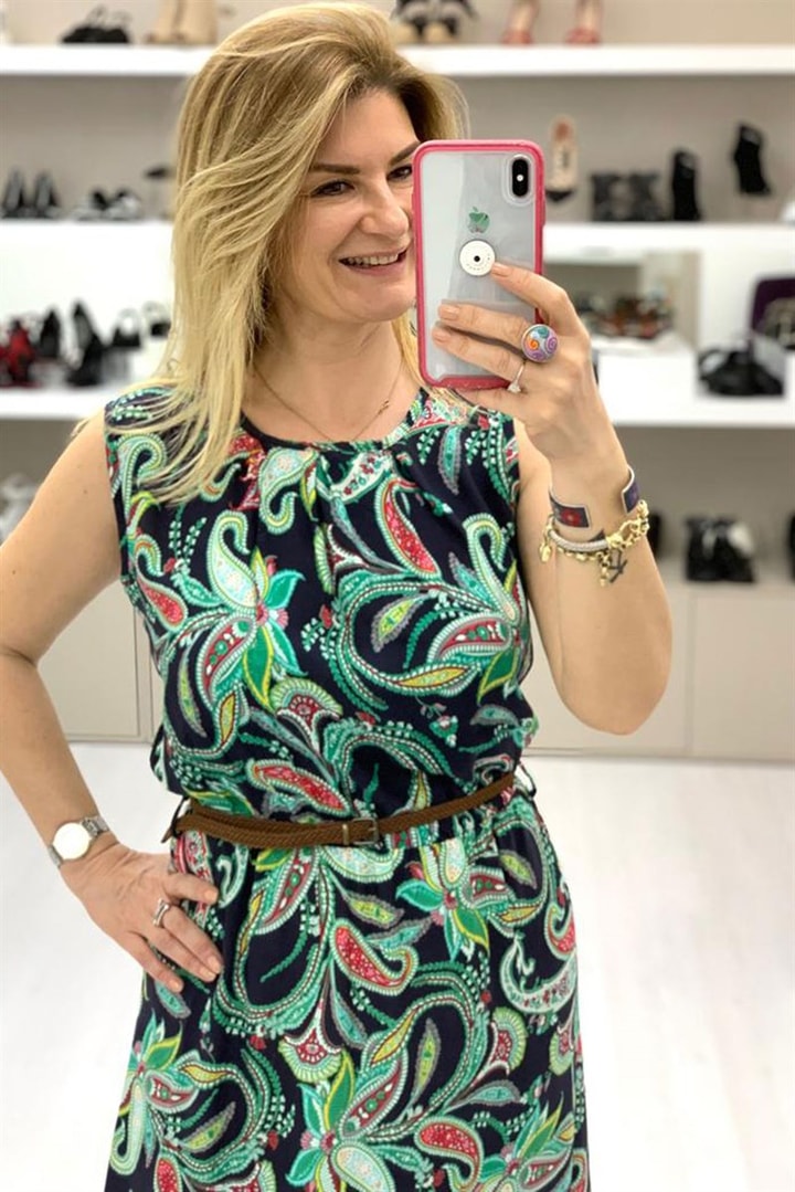Lady-Belden Kemerli Sıfır Kol Elbise
