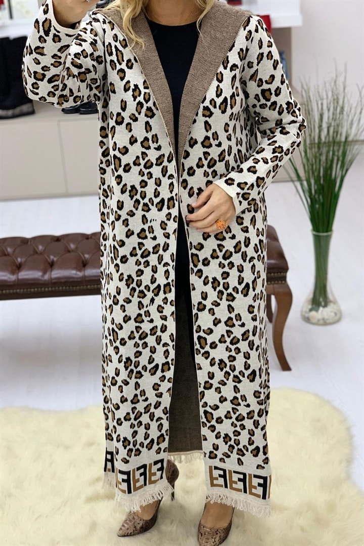 Leopar Desen Hırka