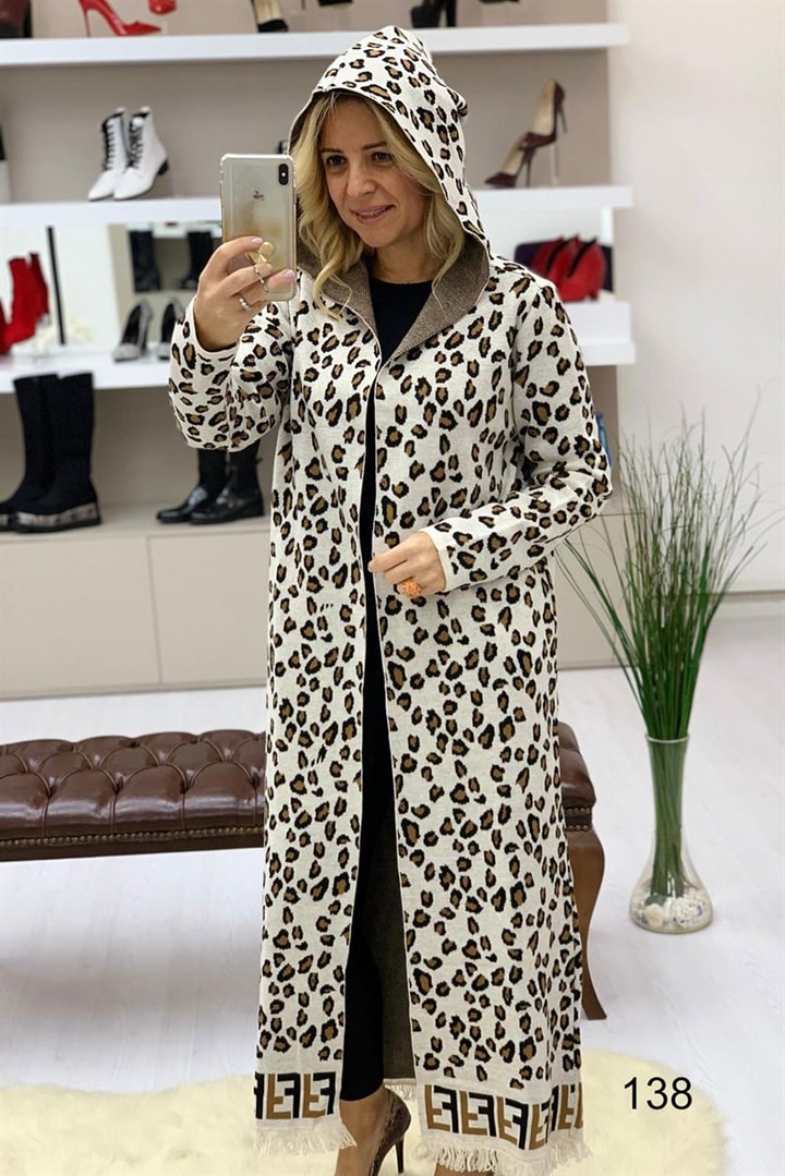 Leopar Desen Hırka