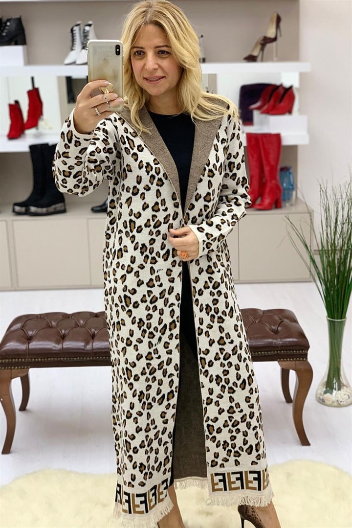 Leopar Desen Hırka