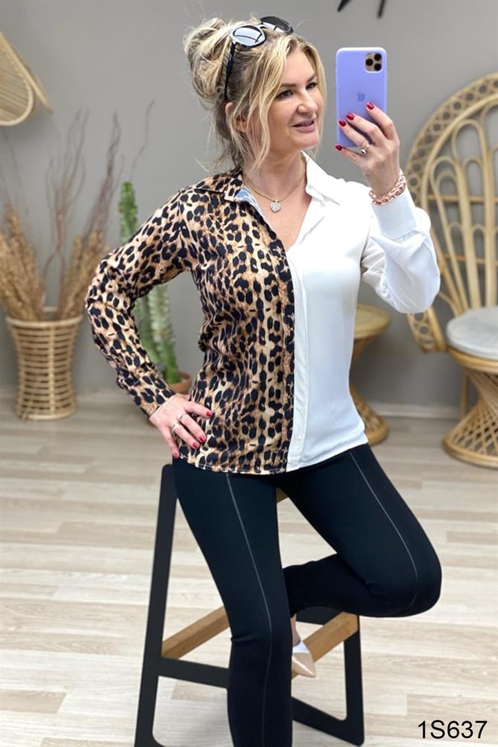 Leopar Desenli Gömlek