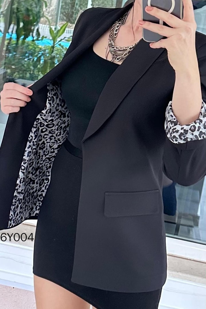 Leopar Garnili Ceket
