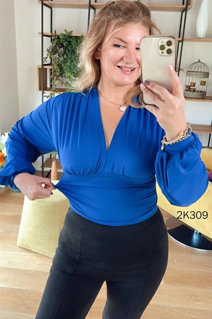 Likralı Crop Bluz