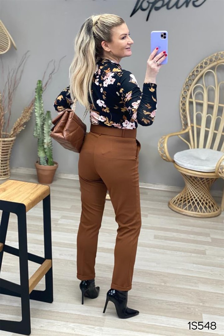 Likralı Kumaş Duble Paça Havuç Pantolon
