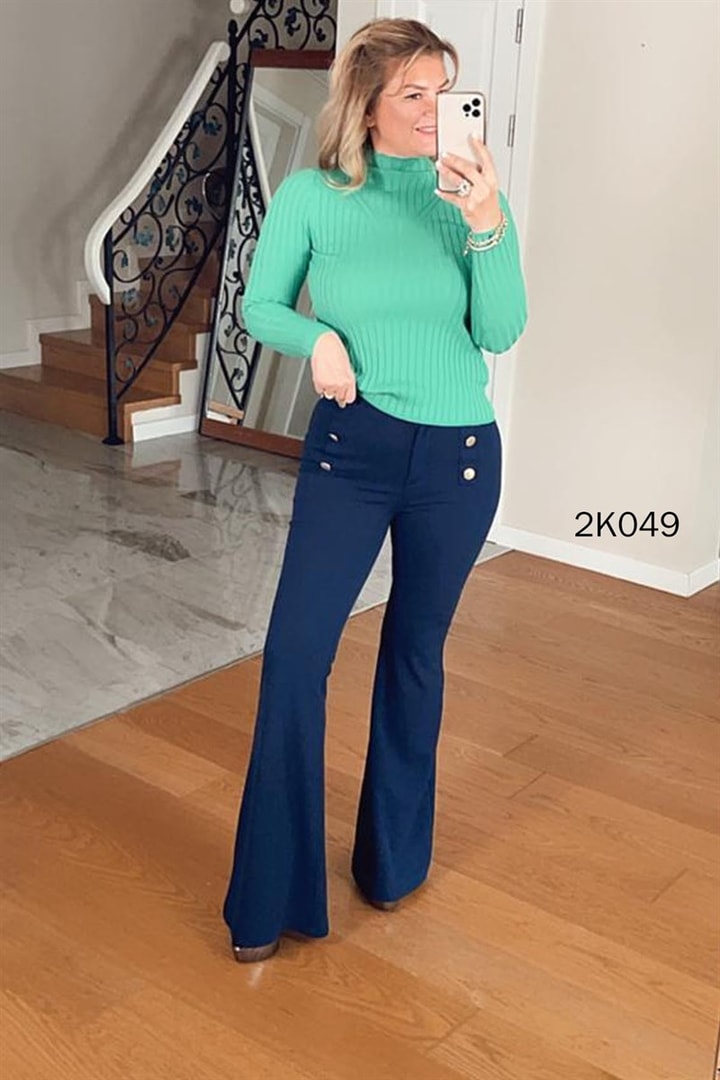 Likralı Kumaş İspanyol  Paça Pantolon