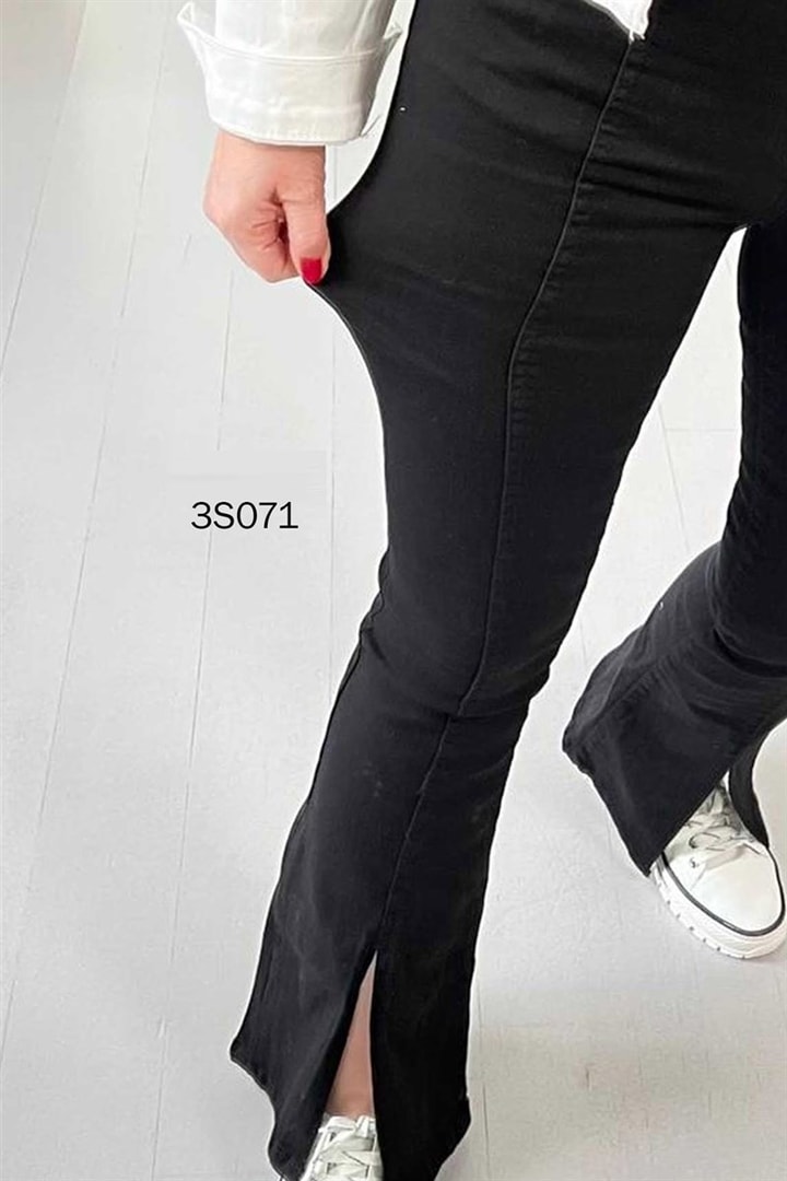 Likralı Paçası Yırtmaçlı İspanyol Paça Kot Pantolon